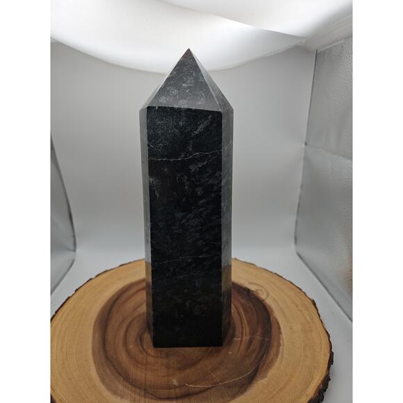 8.23lb Arfvedsonite Garnet Blue Flashes Crystal Point Tower Polished - Picture 2 of 13